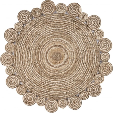 Homeroots 48 x 48 in. Bleached & Natural Spiral Boutique Jute Rug 394214